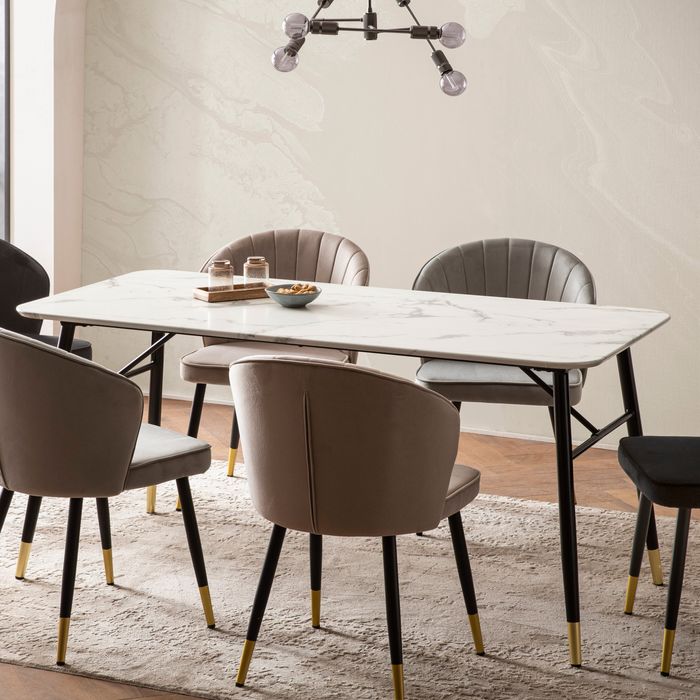 Esszimmertisch FineBuy Marmor Optik Weiß Esstisch Küchentisch Tisch Esszimmer