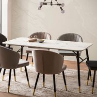 Esszimmertisch FineBuy Marmor Optik Weiß Esstisch Küchentisch Tisch Esszimmer – Ansicht 1