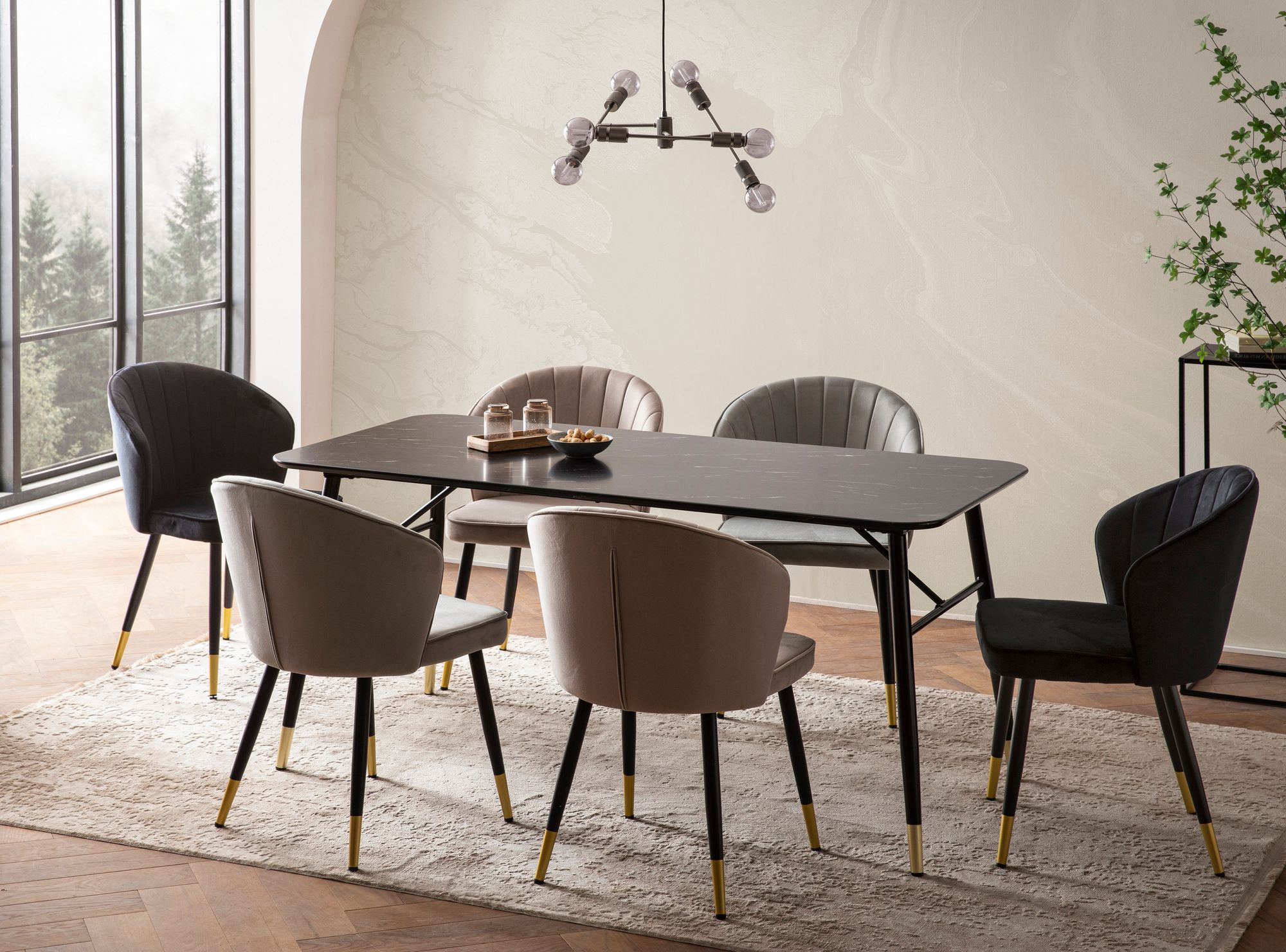 Esszimmertisch FineBuy Marmor Optik Schwarz Esstisch Küchentisch Tisch Esszimmer – Ansicht 2