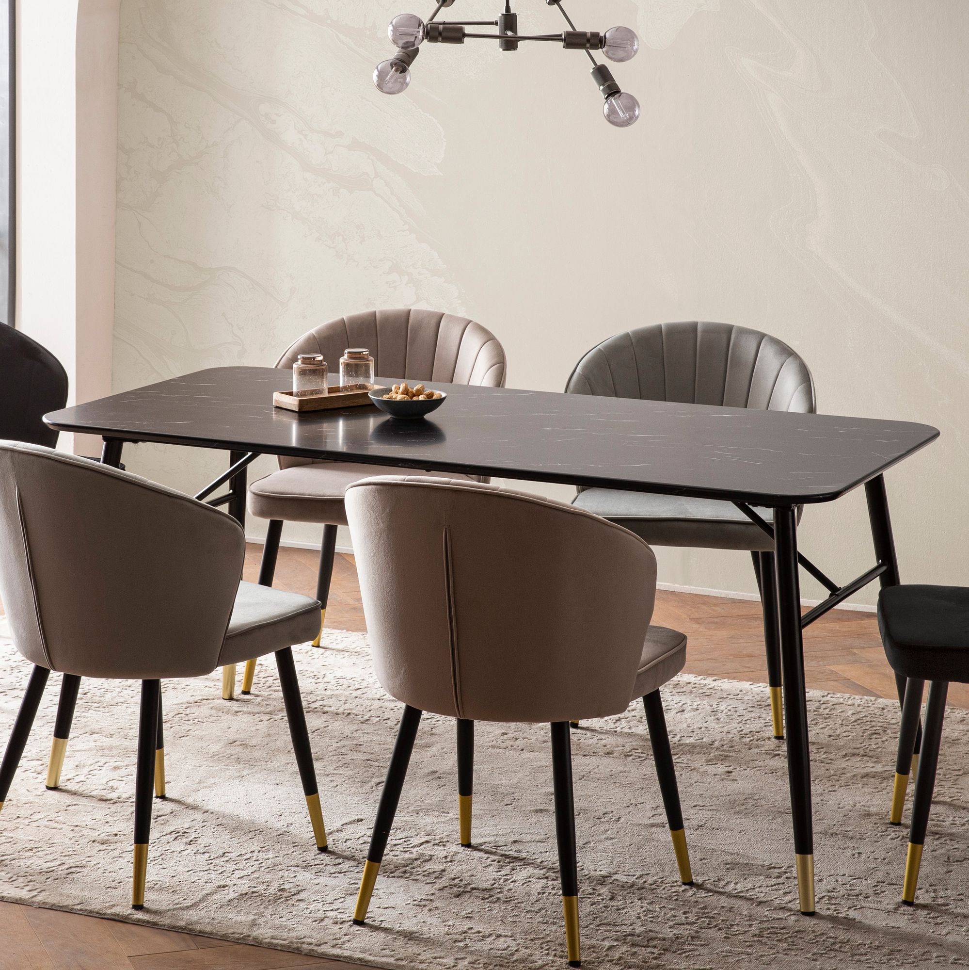 Esszimmertisch FineBuy Marmor Optik Schwarz Esstisch Küchentisch Tisch Esszimmer – Ansicht 1