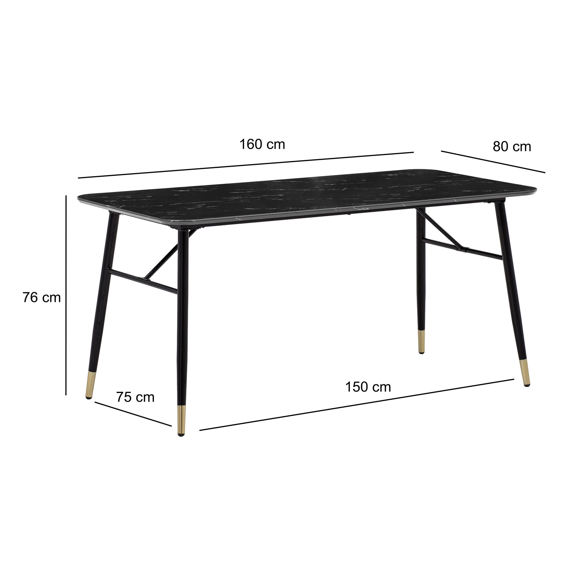 Esszimmertisch FineBuy Marmor Optik Schwarz Esstisch Küchentisch Tisch Esszimmer – Ansicht 3