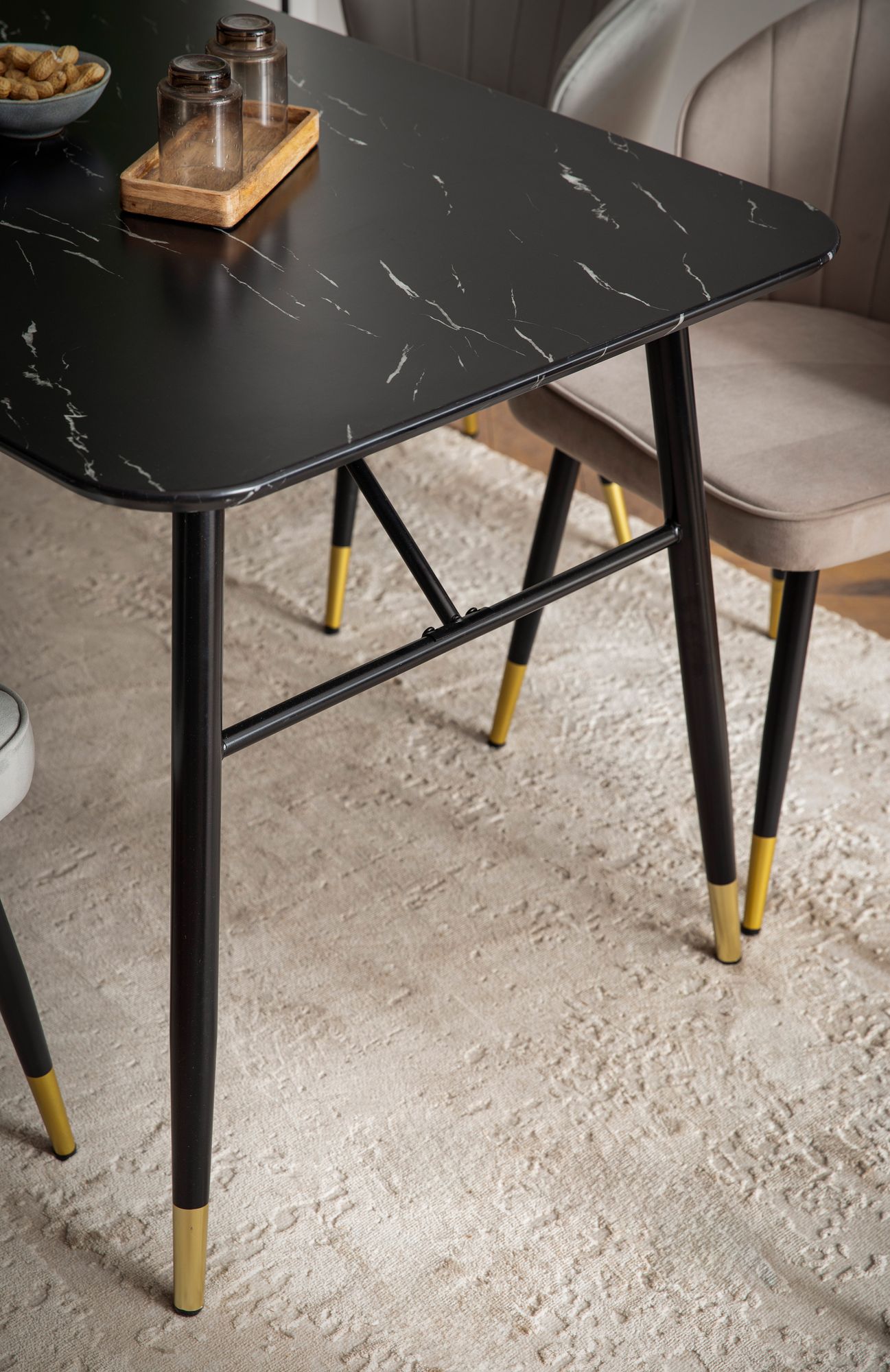 Esszimmertisch FineBuy Marmor Optik Schwarz Esstisch Küchentisch Tisch Esszimmer – Ansicht 5