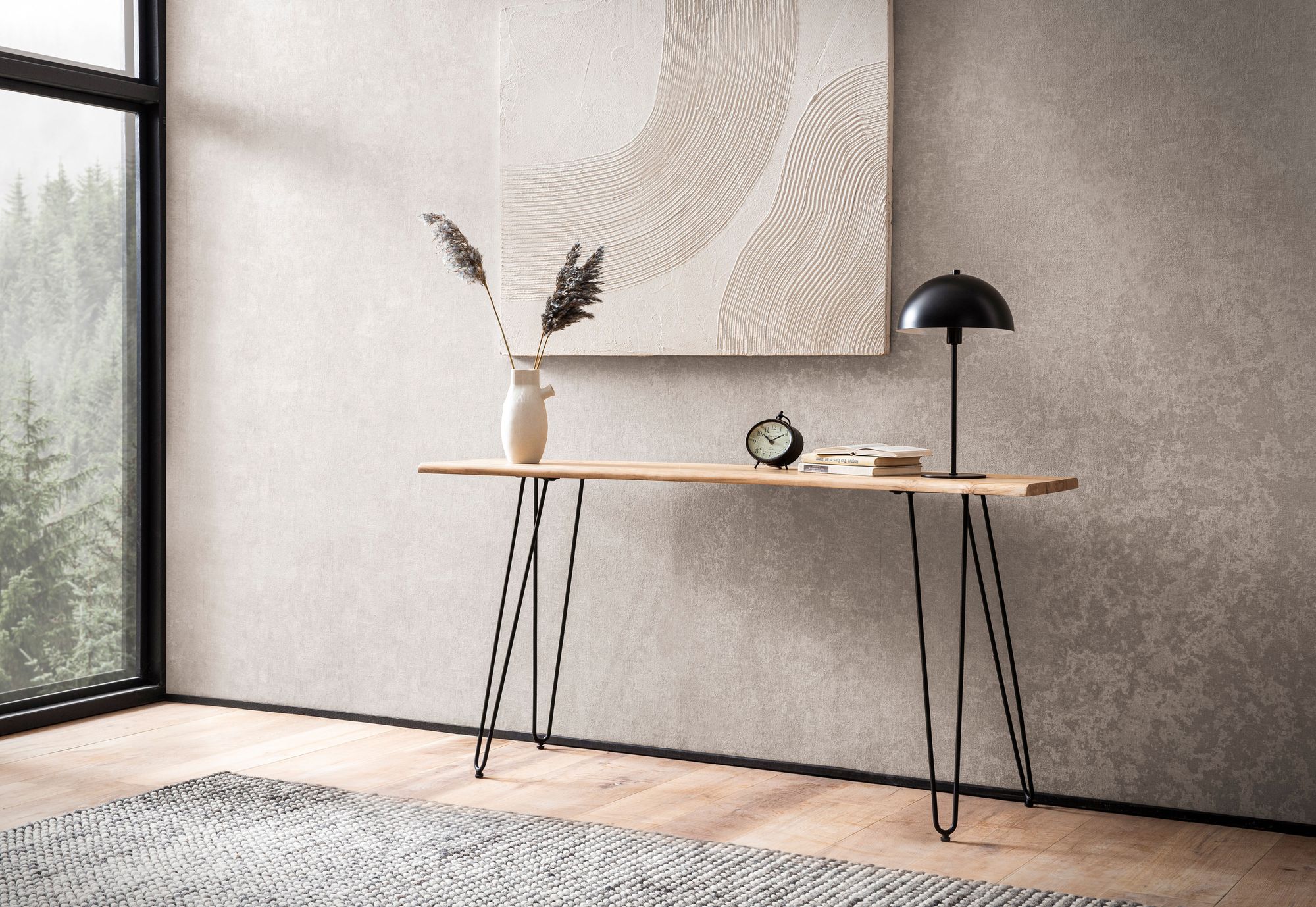Konsolentisch FineBuy Anrichte 150 cm Ablagetisch Massivholz Baumkante Modern – Ansicht 2