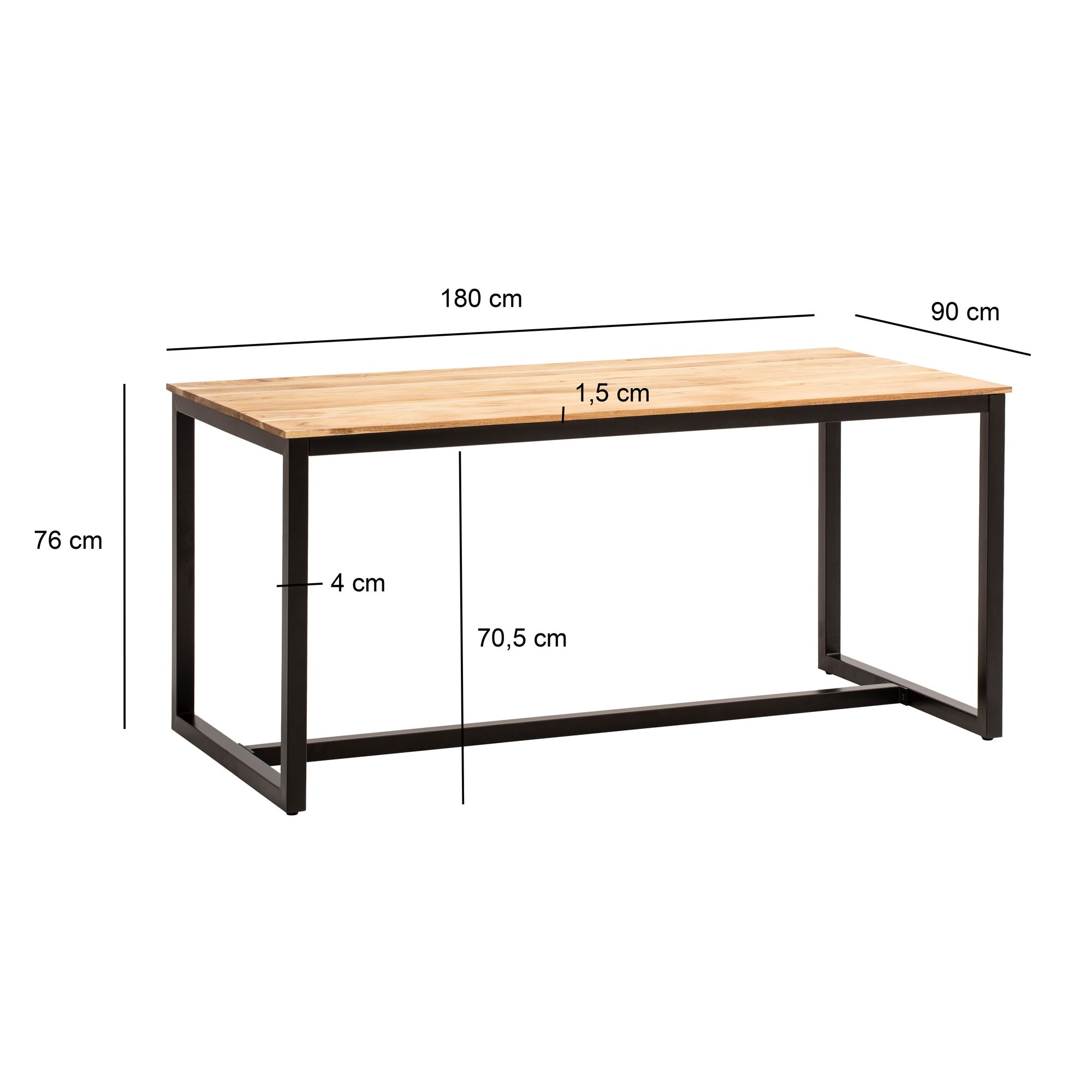 Esszimmertisch FineBuy Esstisch Akazie Holz Massiv Metall Küchentisch Loft – Ansicht 3