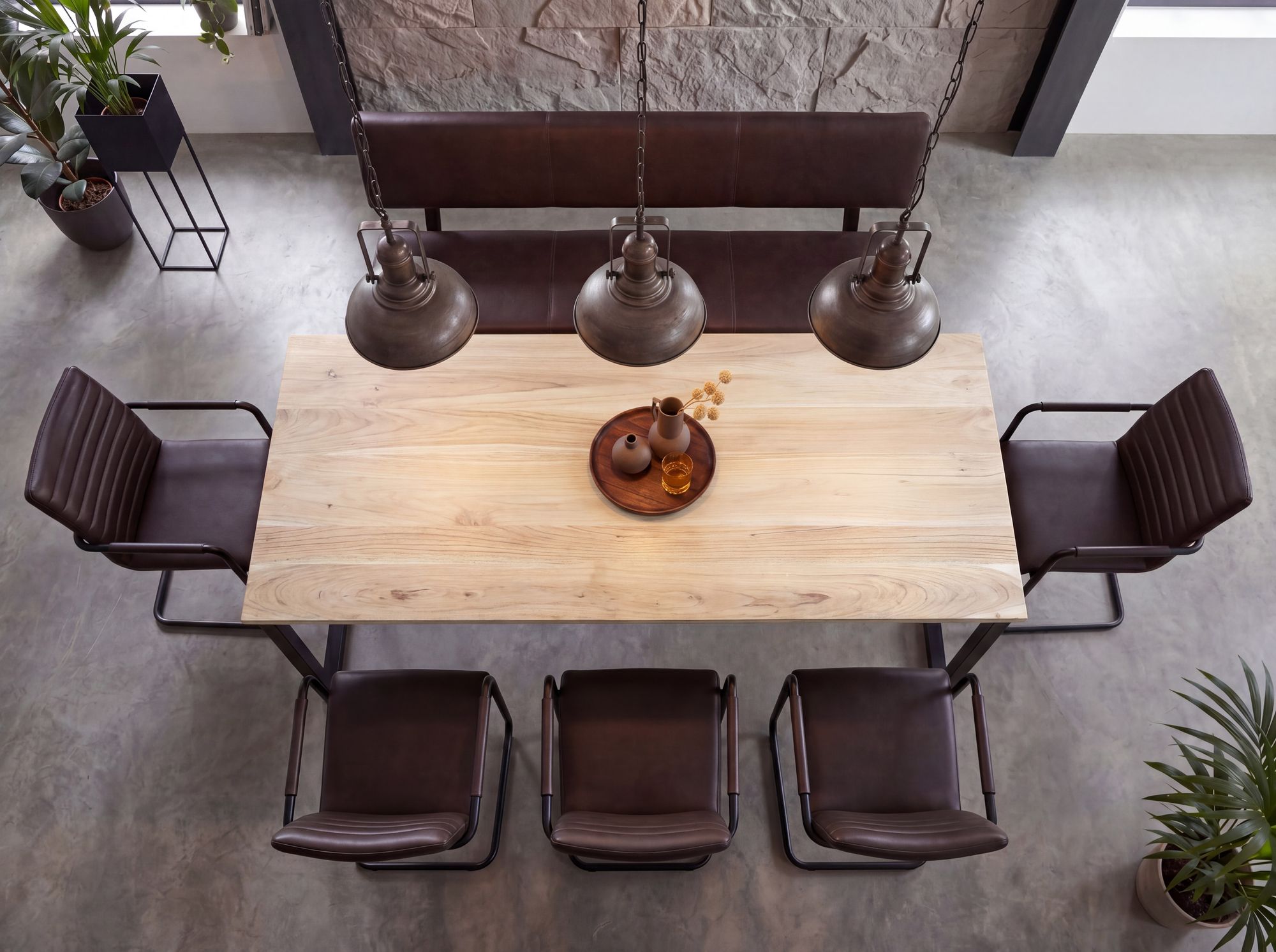 Esszimmertisch FineBuy Esstisch Akazie Holz Massiv Metall Küchentisch Loft – Ansicht 4