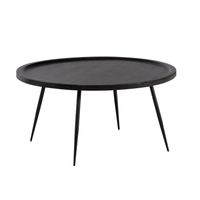 Couchtisch Massivholz rund Ø 75 cm Schwarz Moderner Wohnzimmertisch Metallbeine – Ansicht 6