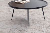 Couchtisch Massivholz rund Ø 75 cm Schwarz Moderner Wohnzimmertisch Metallbeine – Ansicht 5