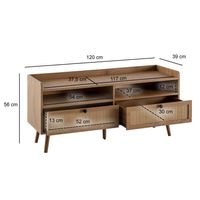 TV-Board 120cm Kommode Ablage & 2 Schubladen Wiener Geflecht Ratten Fernsehschrank Lowboard – Ansicht 3