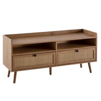 TV-Board 120cm Kommode Ablage & 2 Schubladen Wiener Geflecht Ratten Fernsehschrank Lowboard – Ansicht 6