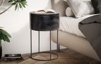 Nachttisch FineBuy Nachtkonsole Boxspringbett Holz Massiv 60 cm Schublade Rund – Ansicht 2