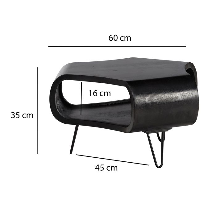 Couchtisch FineBuy Sofatisch Massivholz 60 cm Wohnzimmertisch Tisch Stauraum – Maßzeichnung