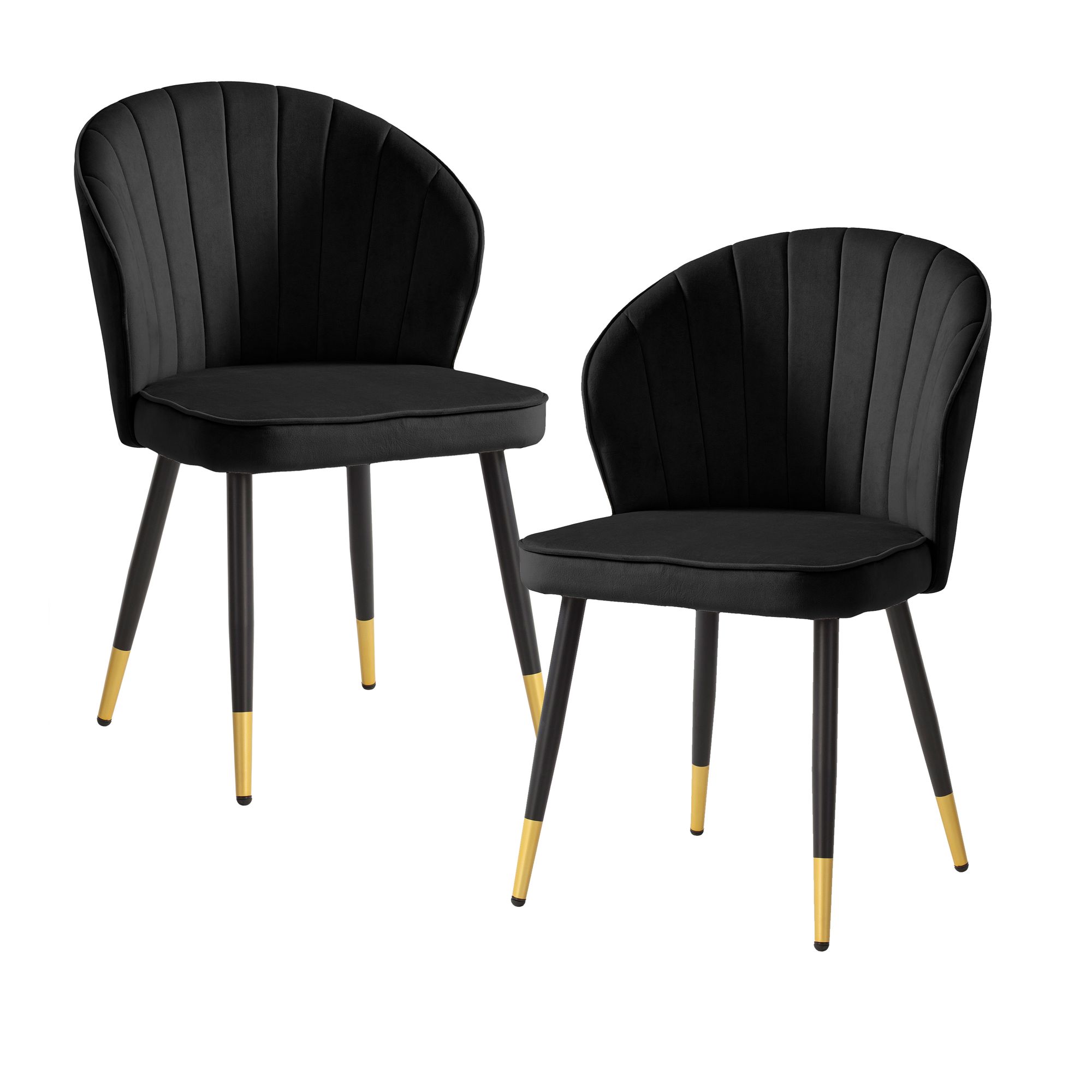 FineBuy Esszimmerstuhl 2er Set Samt Küchenstuhl mit Metallbeinen, Schalenstuhl Skandinavisches Design, Polsterstuhl mit Stoffbezug, Stuhl Gepolstert
