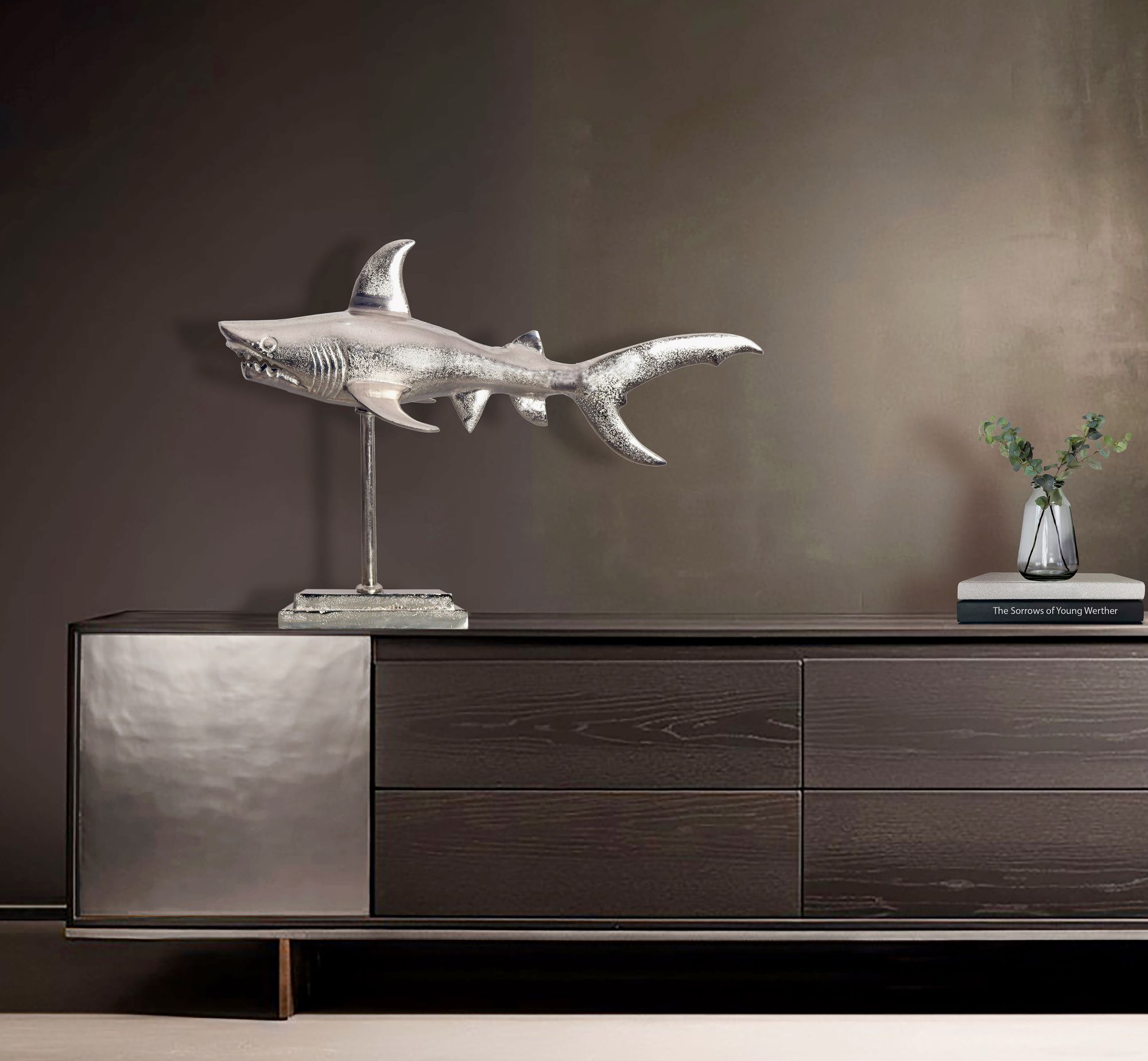 Deko Hai FineBuy 70 cm Aluminium Wohndeko Design Dekoration Maritim Modern Alu – Ansicht 2