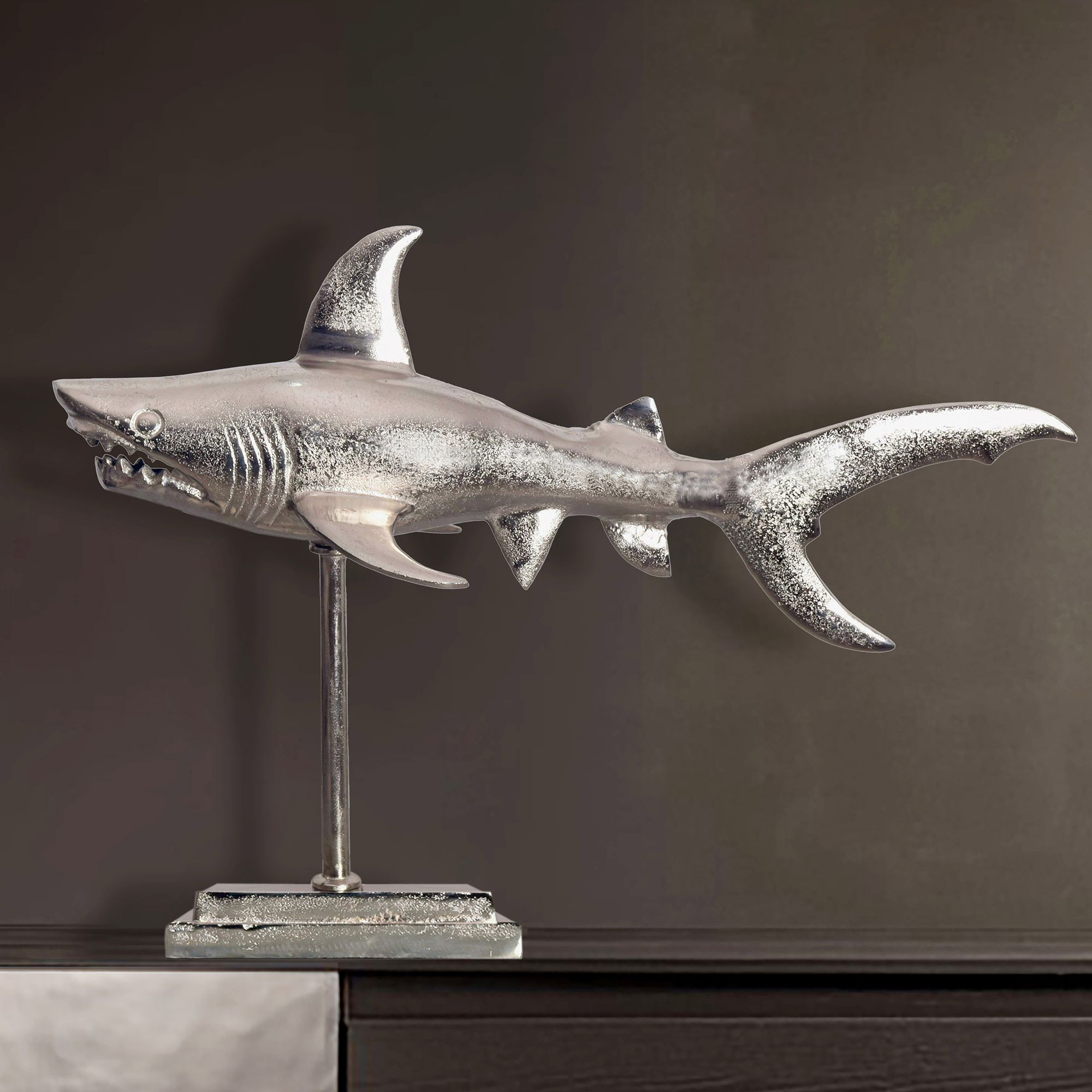 Deko Hai FineBuy 70 cm Aluminium Wohndeko Design Dekoration Maritim Modern Alu – Ansicht 1