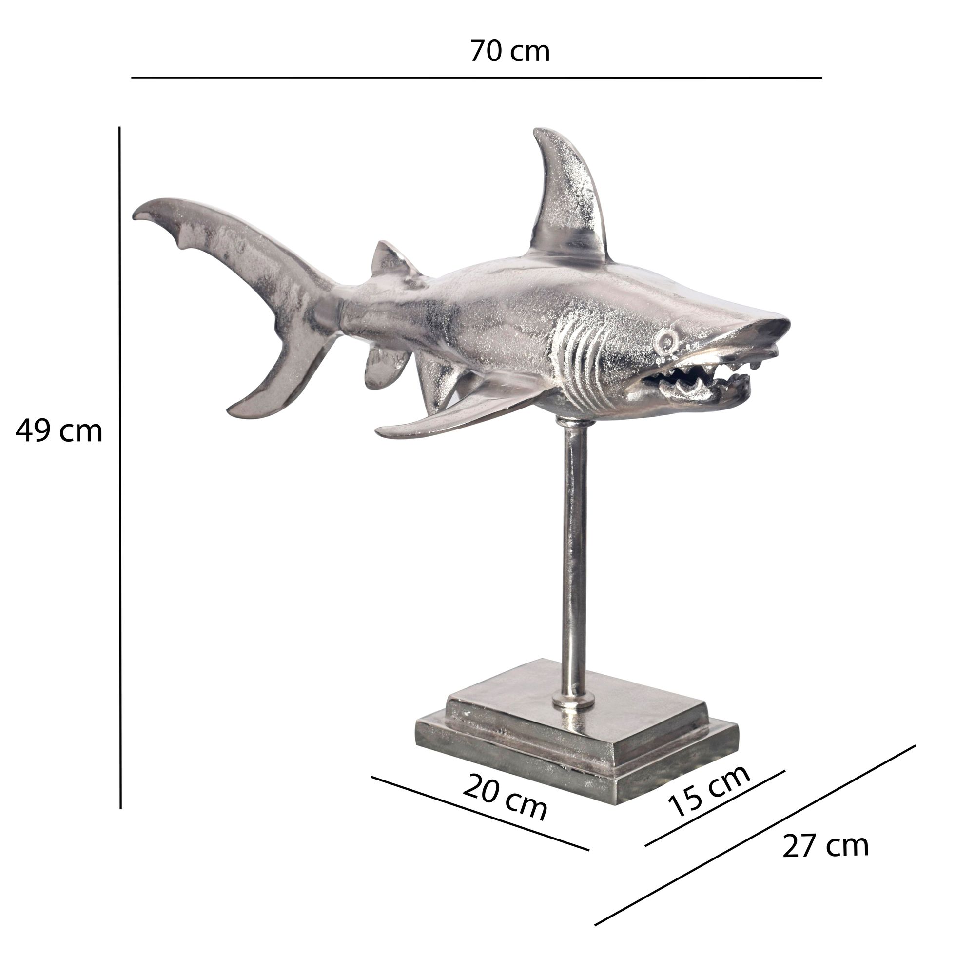 Deko Hai FineBuy 70 cm Aluminium Wohndeko Design Dekoration Maritim Modern Alu – Ansicht 3