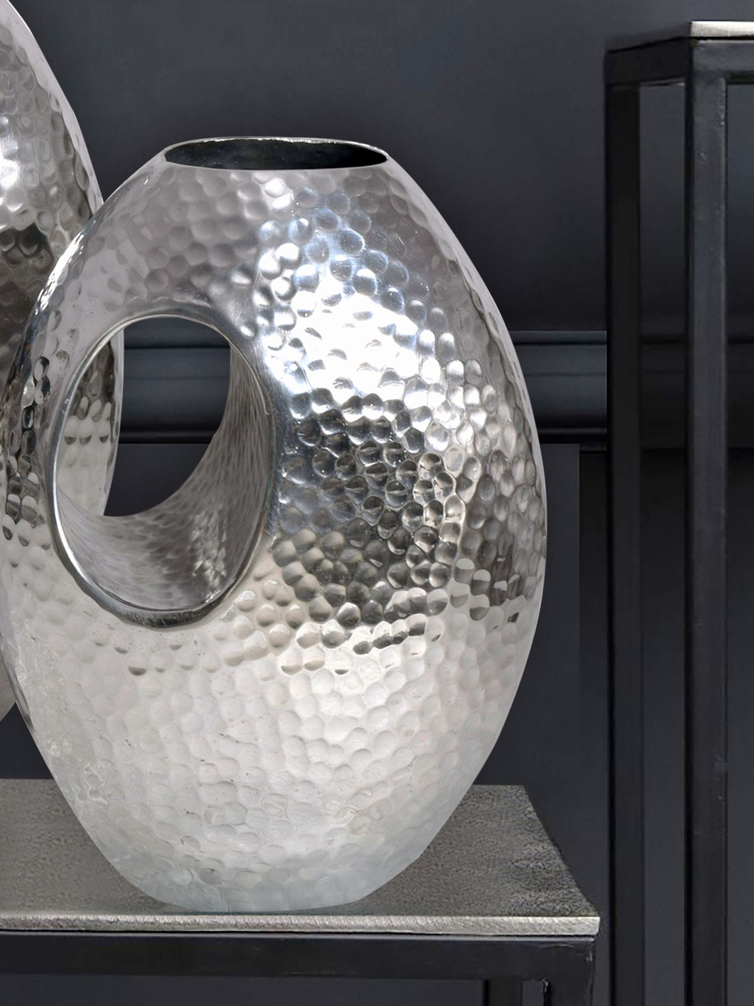 Vase 2er Set FineBuy Blumenvase Aluminium Hammerschlag Tischvase Modern Dekovase – Ansicht 5