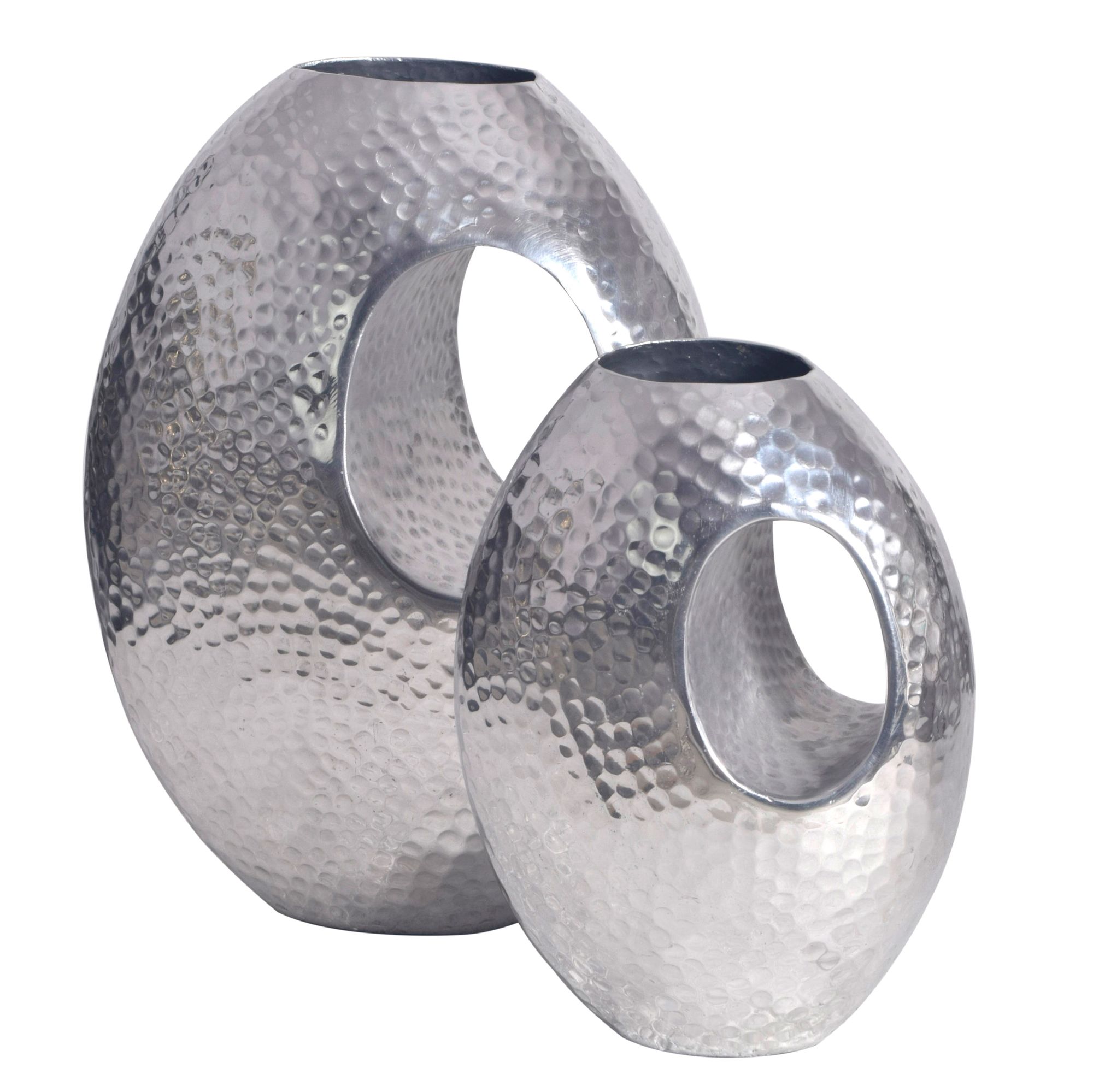 Vase 2er Set FineBuy Blumenvase Aluminium Hammerschlag Tischvase Modern Dekovase – Ansicht 6