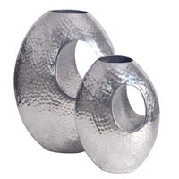 Vase 2er Set FineBuy Blumenvase Aluminium Hammerschlag Tischvase Modern Dekovase – Ansicht 6