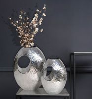 Vase 2er Set FineBuy Blumenvase Aluminium Hammerschlag Tischvase Modern Dekovase – Ansicht 1