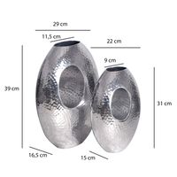 Vase 2er Set FineBuy Blumenvase Aluminium Hammerschlag Tischvase Modern Dekovase – Ansicht 3
