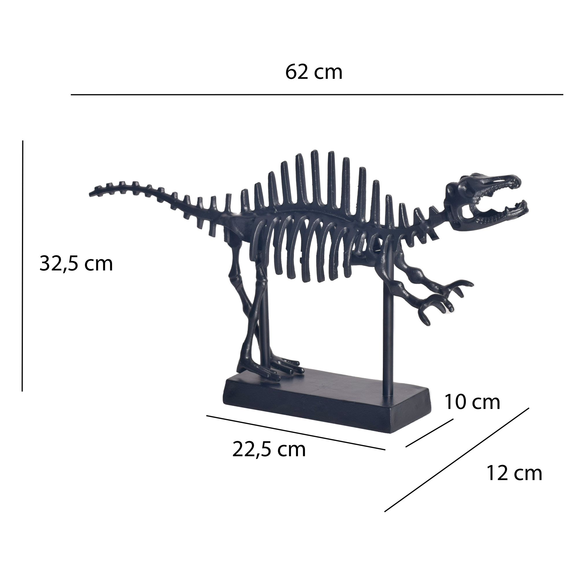 Deko T-Rex FineBuy Dino Fossil 62cm Alu Schwarz Dinosaurier Wohndeko Dekoration – Ansicht 3