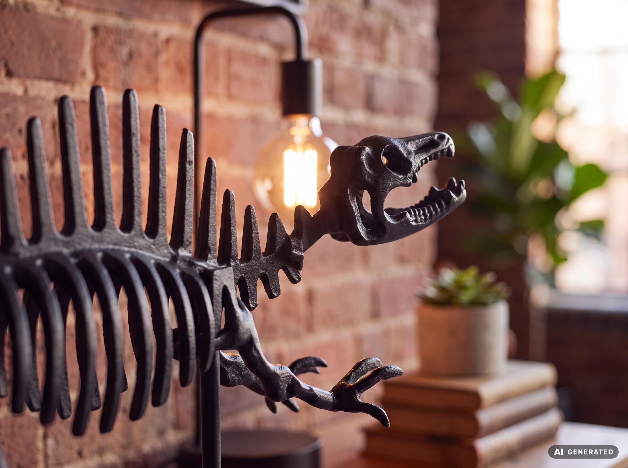 Deko T-Rex FineBuy Dino Fossil 62cm Alu Schwarz Dinosaurier Wohndeko Dekoration – Ansicht 4