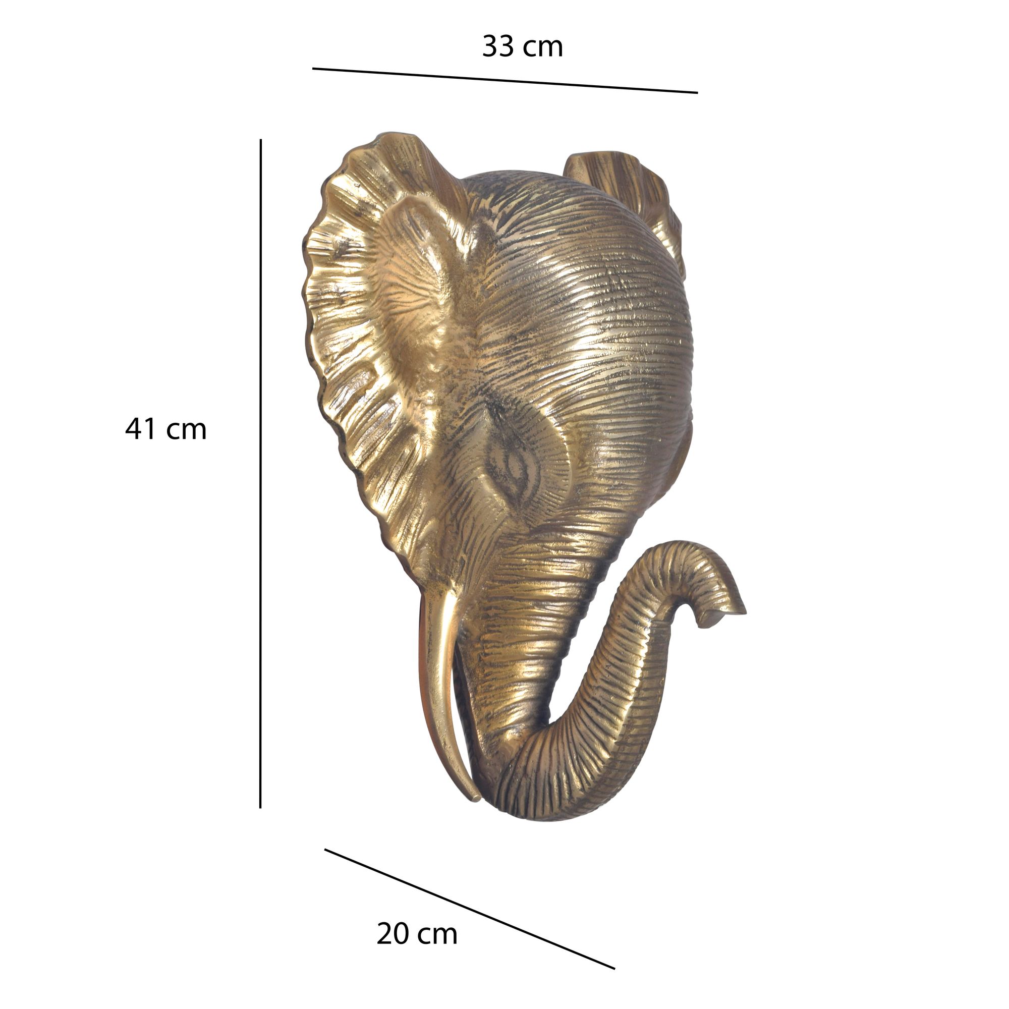 Wanddeko FineBuy Wohndeko Elefant 41 cm Aluminium Gold Afrika Dekoration Modern – Ansicht 3