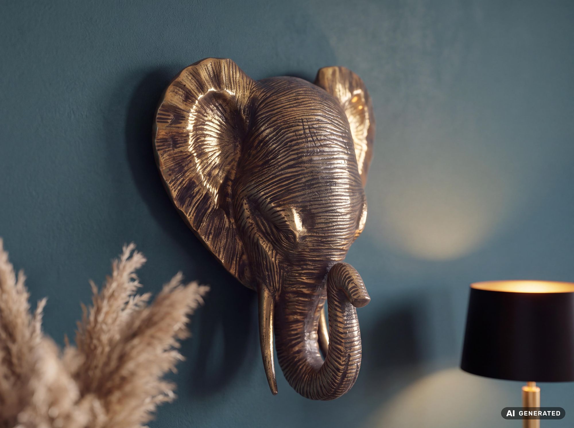 Wanddeko FineBuy Wohndeko Elefant 41 cm Aluminium Gold Afrika Dekoration Modern – Ansicht 4