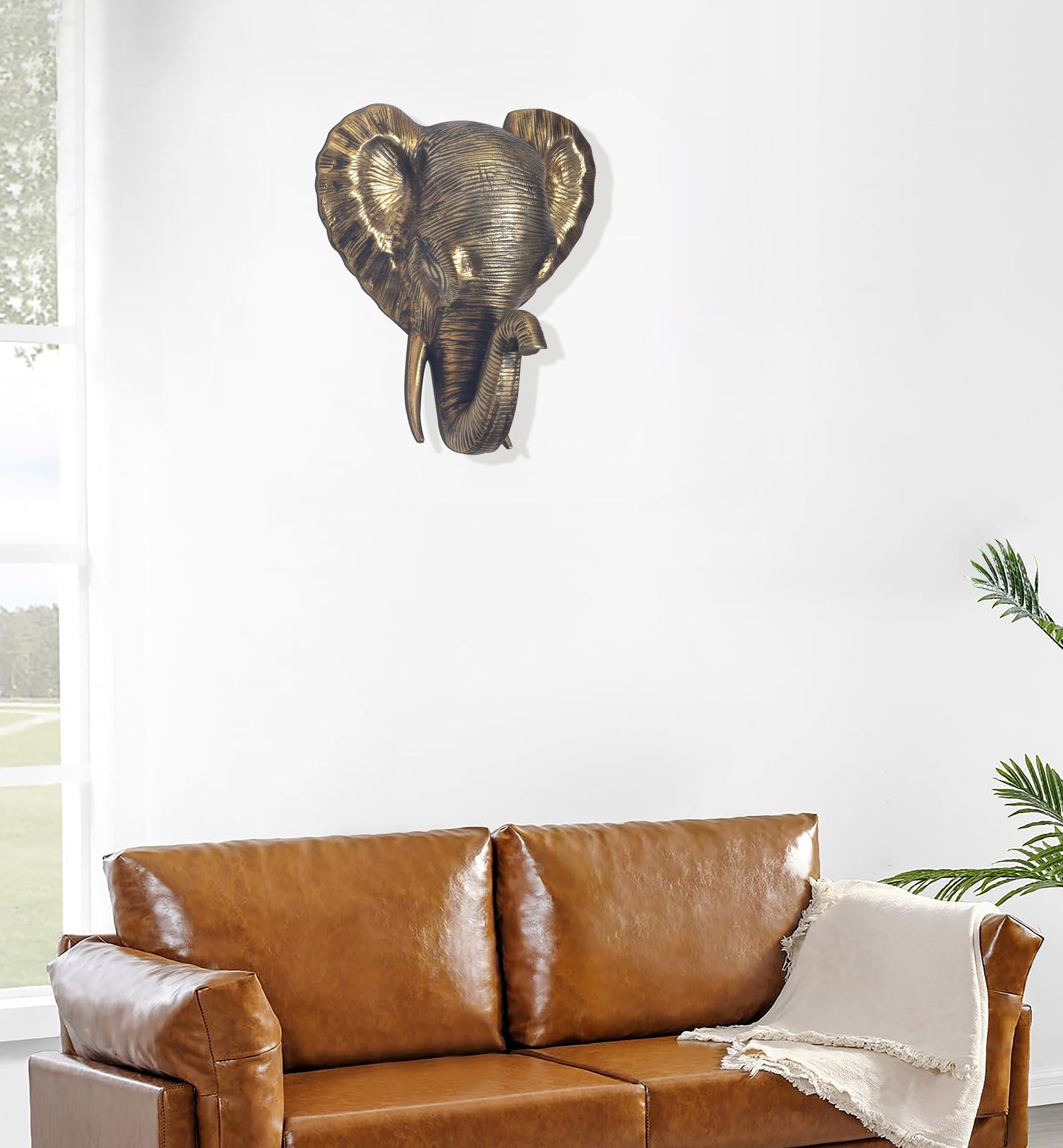 Wanddeko FineBuy Wohndeko Elefant 41 cm Aluminium Gold Afrika Dekoration Modern – Ansicht 5