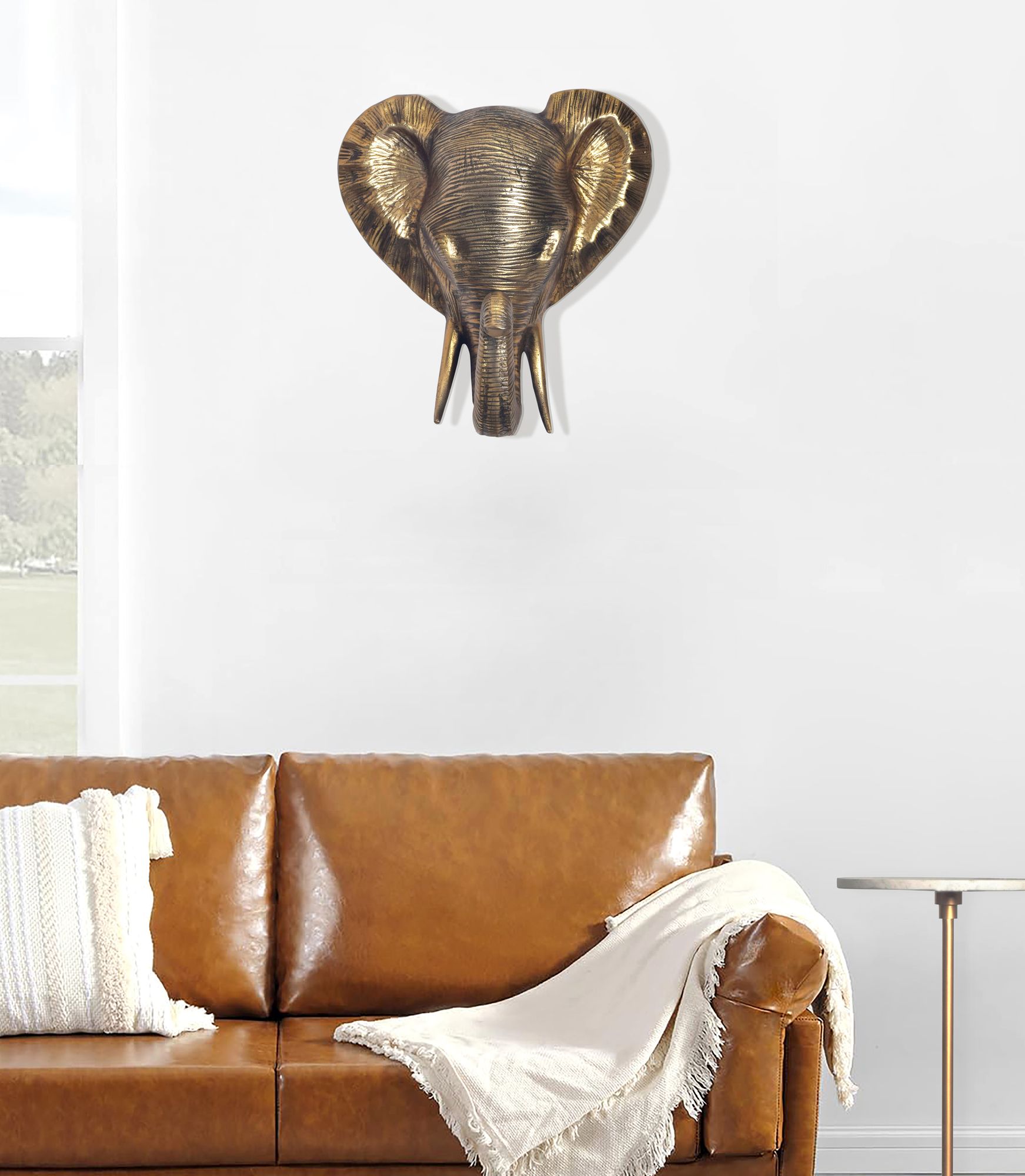 Wanddeko FineBuy Wohndeko Elefant 41 cm Aluminium Gold Afrika Dekoration Modern – Ansicht 2