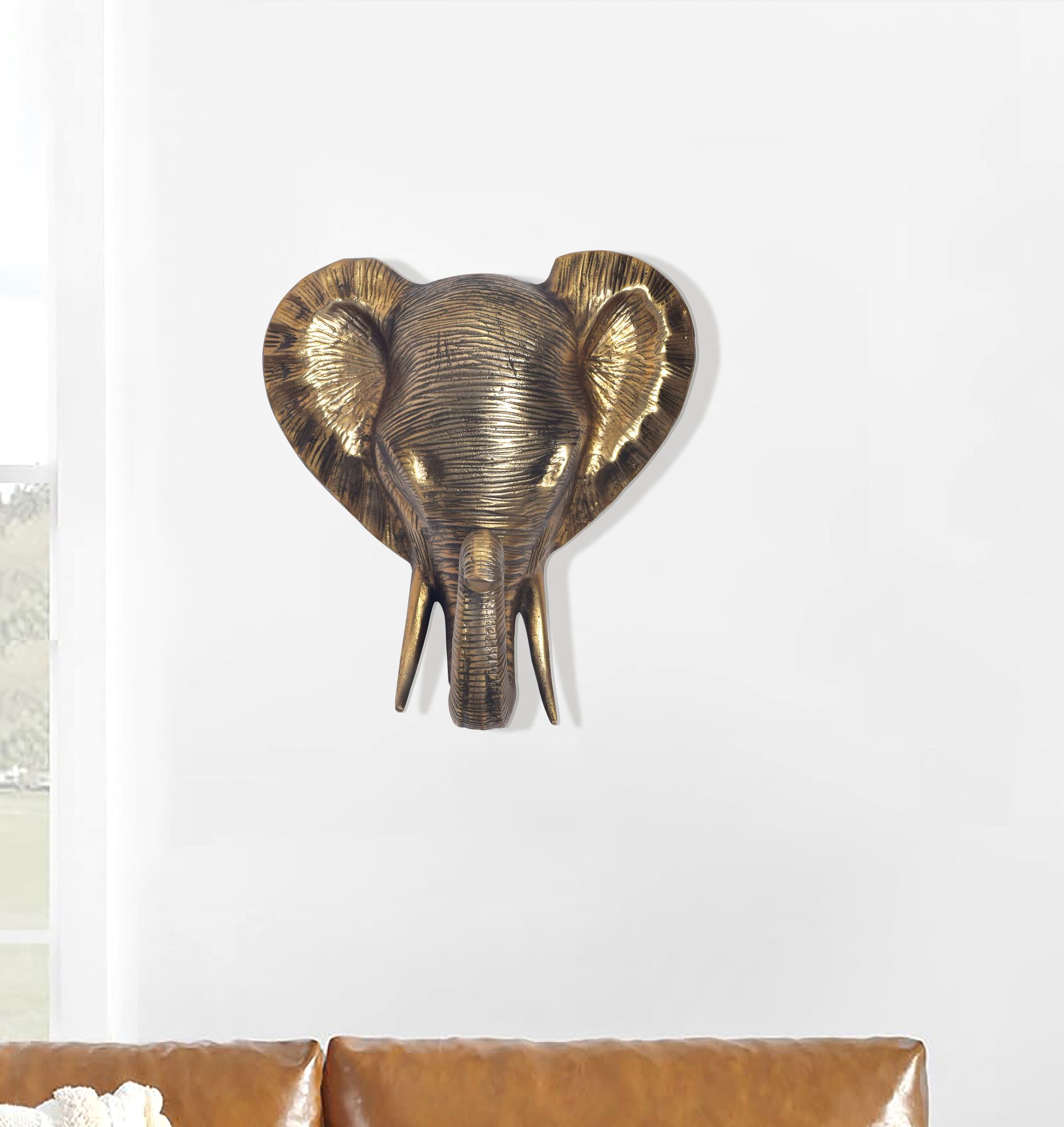 Wanddeko FineBuy Wohndeko Elefant 41 cm Aluminium Gold Afrika Dekoration Modern – Ansicht 1