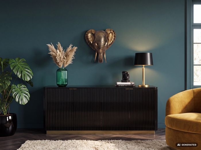 Wanddeko FineBuy Wohndeko Elefant 41 cm Aluminium Gold Afrika Dekoration Modern