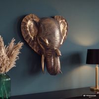 Wanddeko FineBuy Wohndeko Elefant 41 cm Aluminium Gold Afrika Dekoration Modern – Ansicht 1