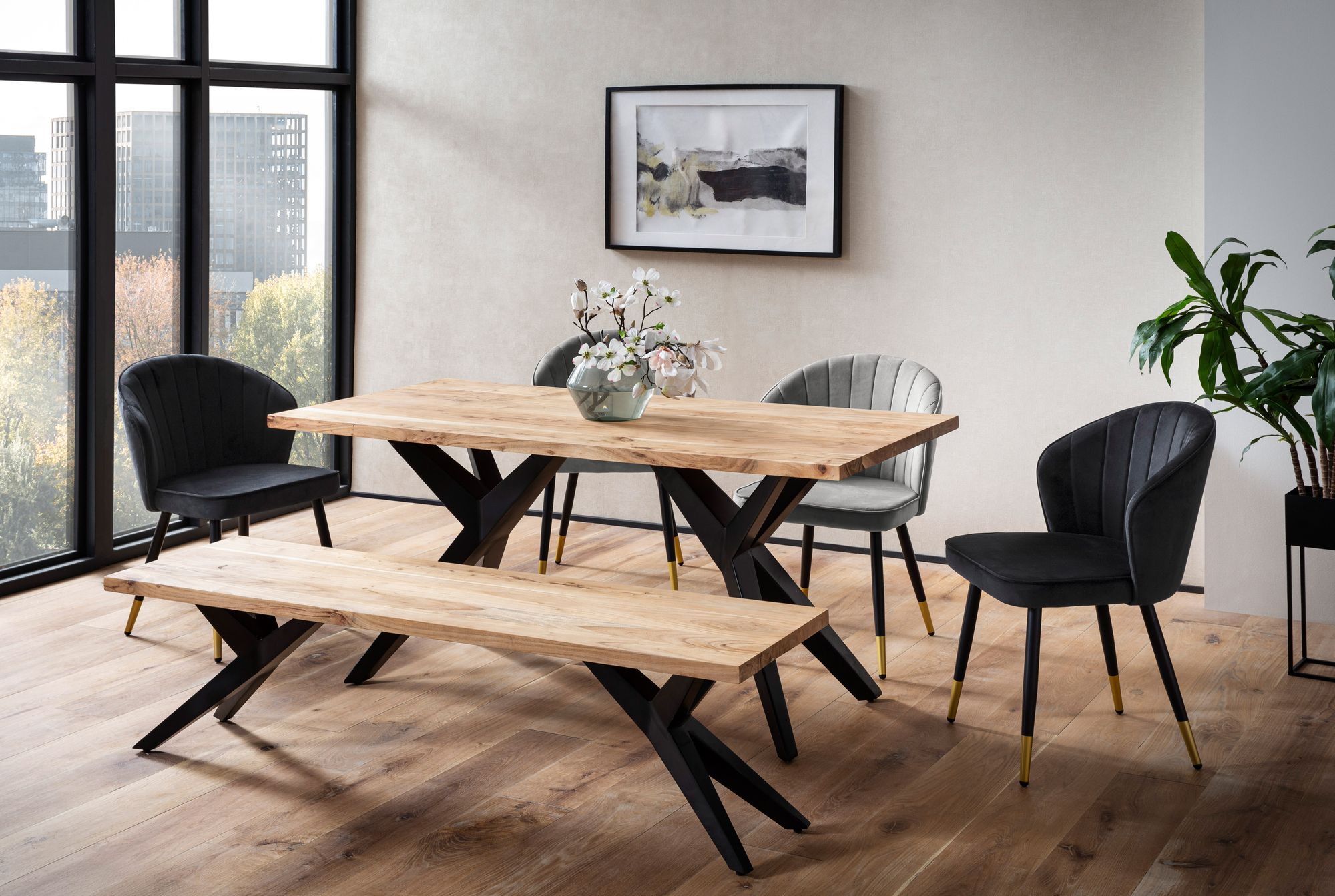 Esszimmertisch FineBuy Küchentisch Akazie Holz Massiv Esstisch Loft Groß Modern – Ansicht 2