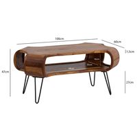 Couchtisch FineBuy Wohnzimmertisch Massivholz 100 cm Sofatisch Tisch Stauraum – Ansicht 3