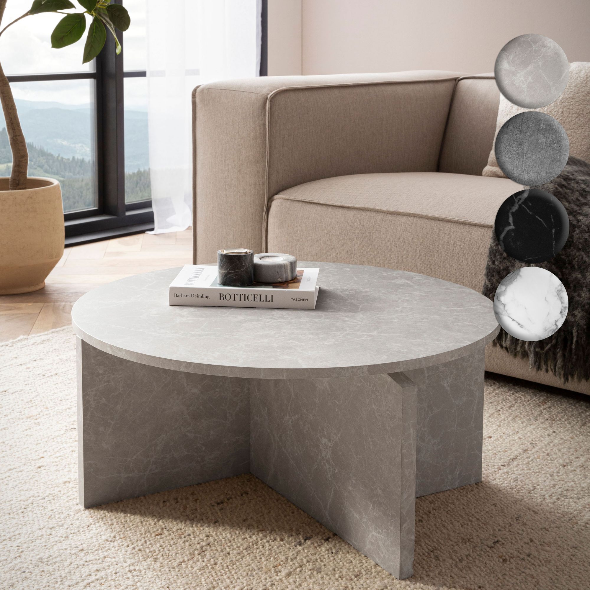 Couchtisch FineBuy 70 cm Wohnzimmertisch Sofatisch Rund Groß Kaffeetisch Modern – Ansicht 1