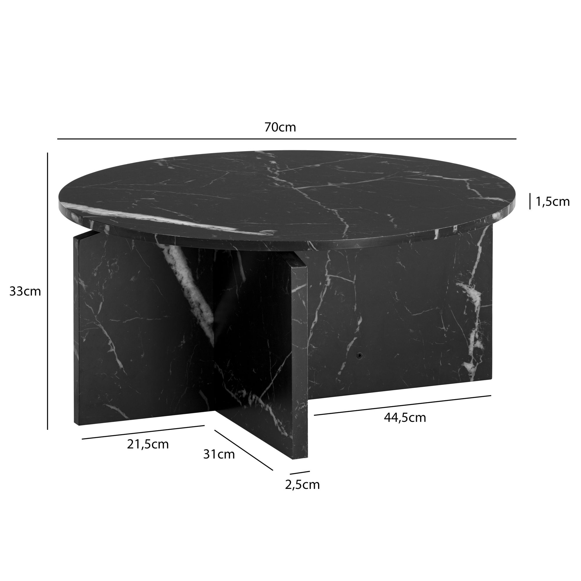 Couchtisch FineBuy 70 cm Wohnzimmertisch Sofatisch Rund Groß Kaffeetisch Modern – Ansicht 3