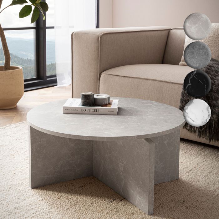 FineBuy Couchtisch 70x70x33 cm Sofatisch Modern, Design Wohnzimmertisch Rund, Loungetisch Groß, Kaffeetisch Beistelltisch