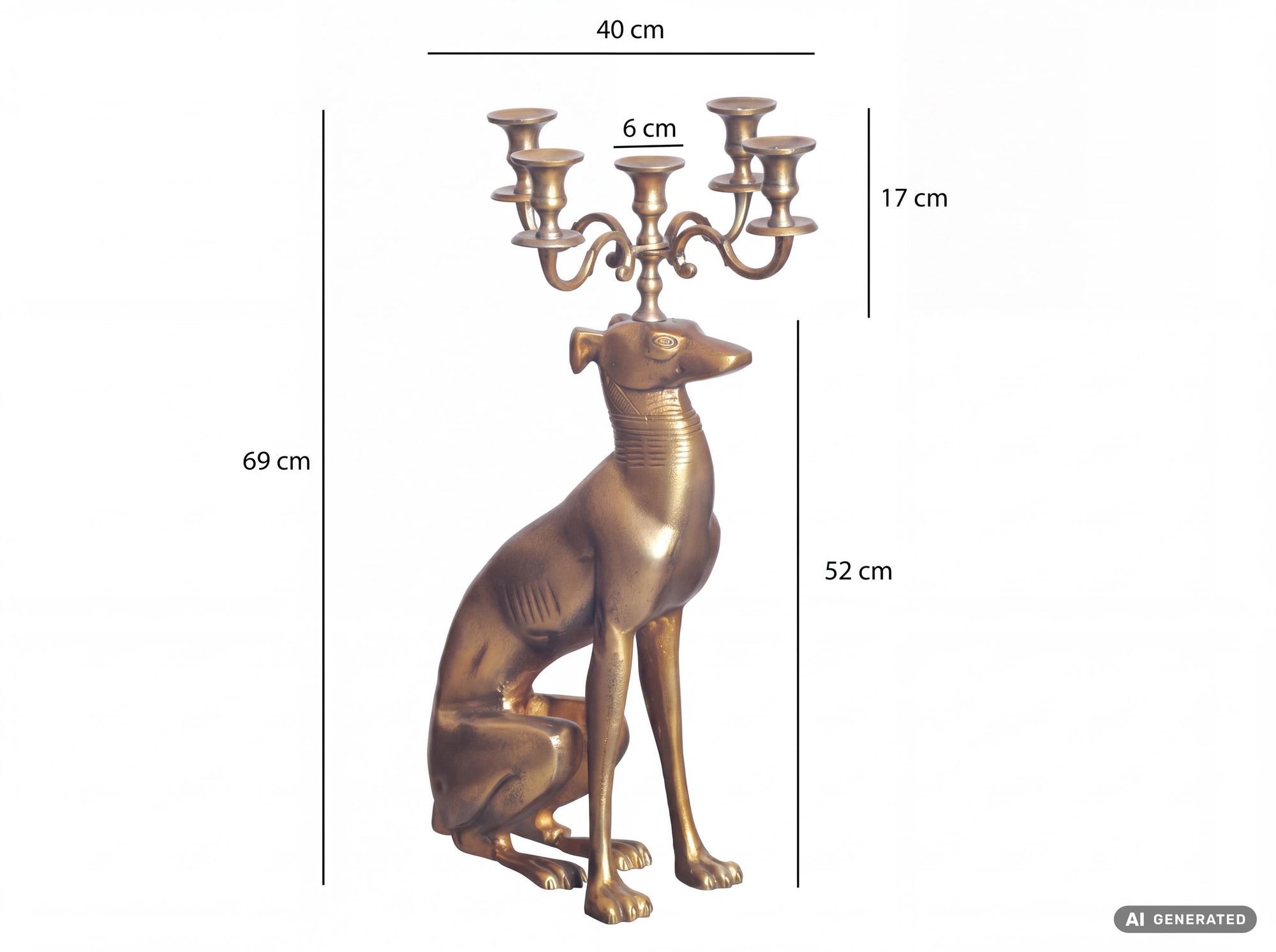 Kerzenhalter FineBuy Kerzenständer Windhund Aluminium 69 cm Gold Kerzenleuchter – Ansicht 3