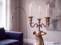 Kerzenhalter FineBuy Kerzenständer Windhund Aluminium 69 cm Gold Kerzenleuchter – Ansicht 7