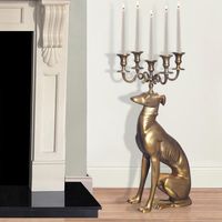 Kerzenhalter FineBuy Kerzenständer Windhund Aluminium 69 cm Gold Kerzenleuchter – Ansicht 1