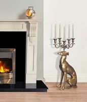 Kerzenhalter FineBuy Kerzenständer Windhund Aluminium 69 cm Gold Kerzenleuchter – Ansicht 2