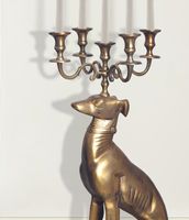 Kerzenhalter FineBuy Kerzenständer Windhund Aluminium 69 cm Gold Kerzenleuchter – Ansicht 4