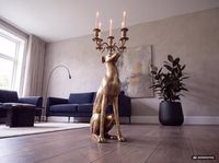 Kerzenhalter FineBuy Kerzenständer Windhund Aluminium 69 cm Gold Kerzenleuchter – Ansicht 4
