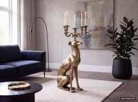 Kerzenhalter FineBuy Kerzenständer Windhund Aluminium 69 cm Gold Kerzenleuchter – Ansicht 2