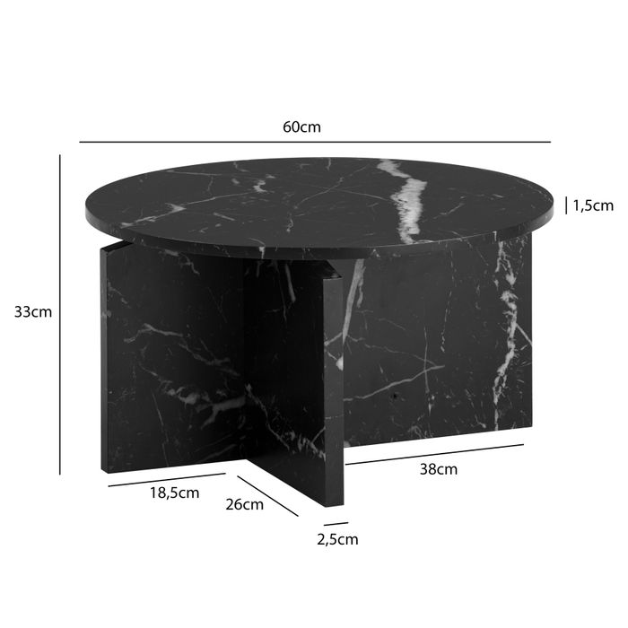 Couchtisch FineBuy 60 cm Wohnzimmertisch Sofatisch Rund Klein Kaffeetisch Modern – Maßzeichnung