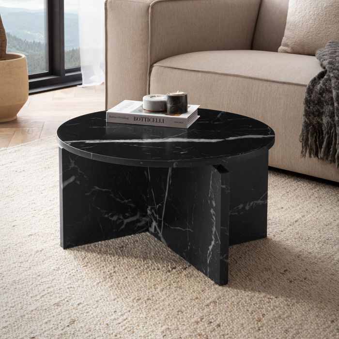 Couchtisch FineBuy 60 cm Wohnzimmertisch Sofatisch Rund Klein Kaffeetisch Modern