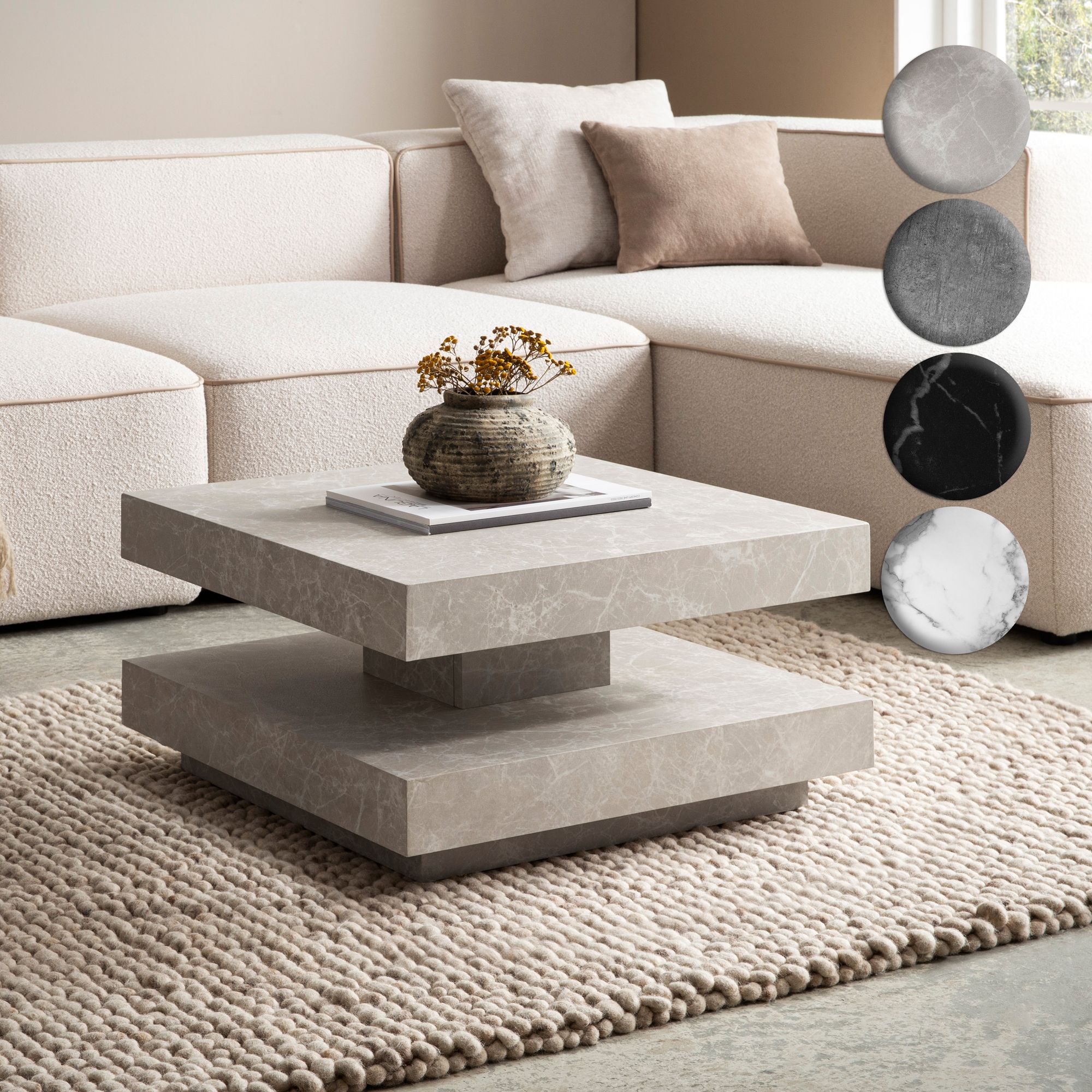 FineBuy Couchtisch 60x60x34 cm Sofatisch Modern, Design Wohnzimmertisch mit Stauraum Quadratisch, Loungetisch Klein, Kaffeetisch | Farbe: Beige FineBuy Couchtisch 60x60x34 cm Sofatisch Modern, Design Wohnzimmertisch mit Stauraum Quadratisch, Loungetisch Klein, Kaffeetisch | Farbe: Beige