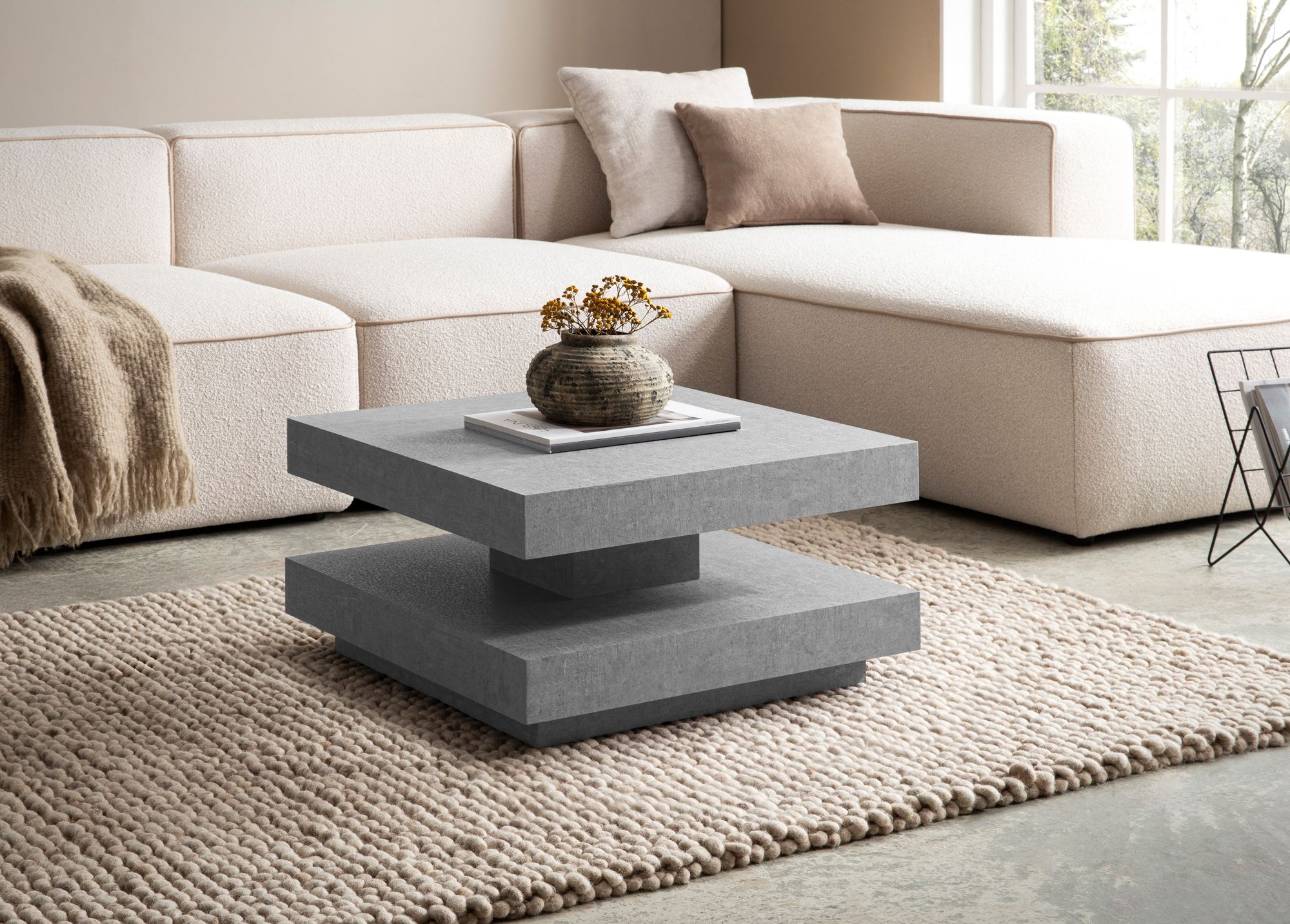 FineBuy Couchtisch 60x60x34 cm Sofatisch Modern, Design Wohnzimmertisch mit Stauraum Quadratisch, Loungetisch Klein, Kaffeetisch | Farbe: Beige FineBuy Couchtisch 60x60x34 cm Sofatisch Modern, Design Wohnzimmertisch mit Stauraum Quadratisch, Loungetisch Klein, Kaffeetisch | Farbe: Beige