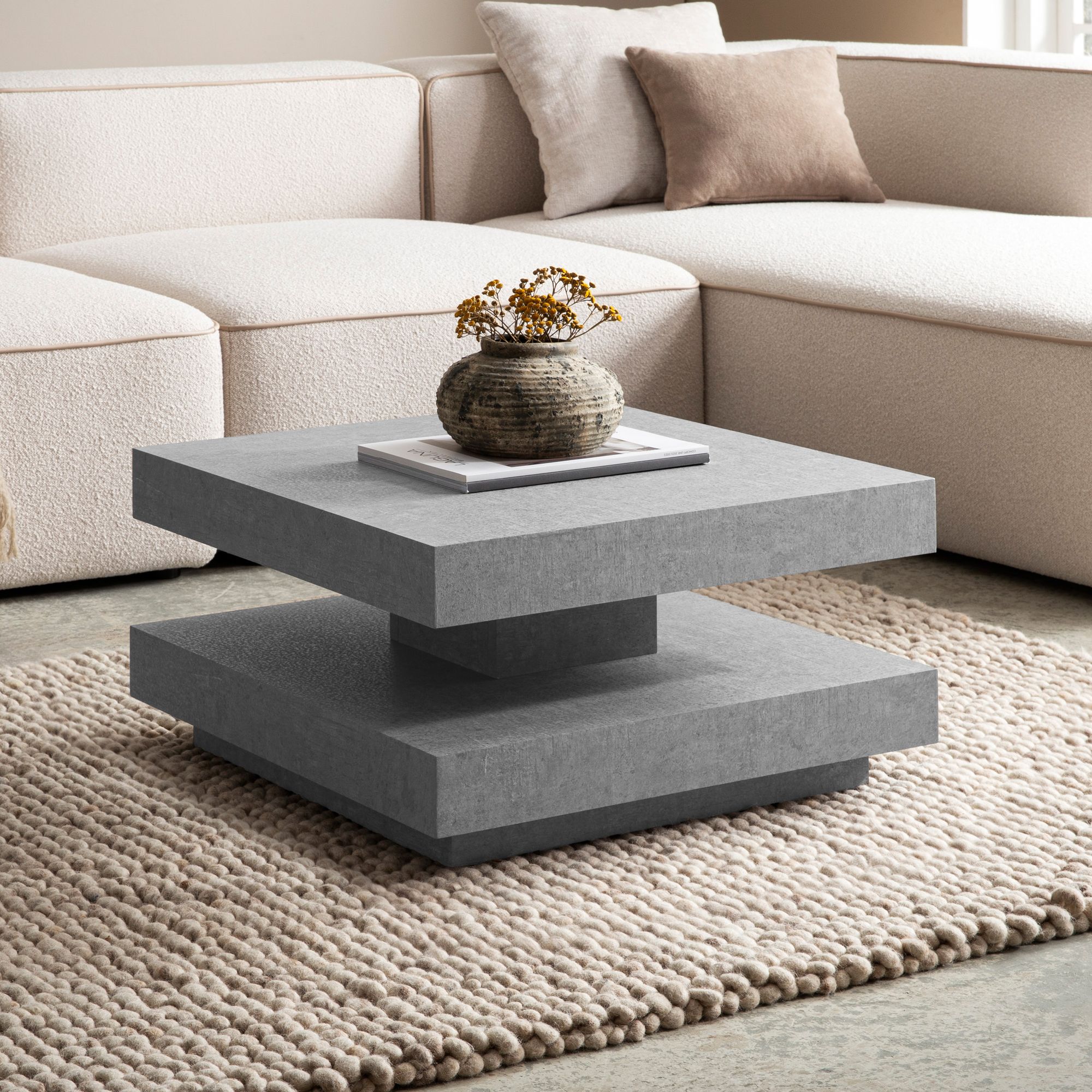 FineBuy Couchtisch 60x60x34 cm Sofatisch Modern, Design Wohnzimmertisch mit Stauraum Quadratisch, Loungetisch Klein, Kaffeetisch | Farbe: Beige FineBuy Couchtisch 60x60x34 cm Sofatisch Modern, Design Wohnzimmertisch mit Stauraum Quadratisch, Loungetisch Klein, Kaffeetisch | Farbe: Beige